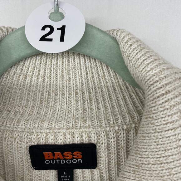 $99 MSRP Bass Outdoor Size L Mens Cardigan Sweater Ribbed Elbow Patches Zip Up - Picture 7 of 9